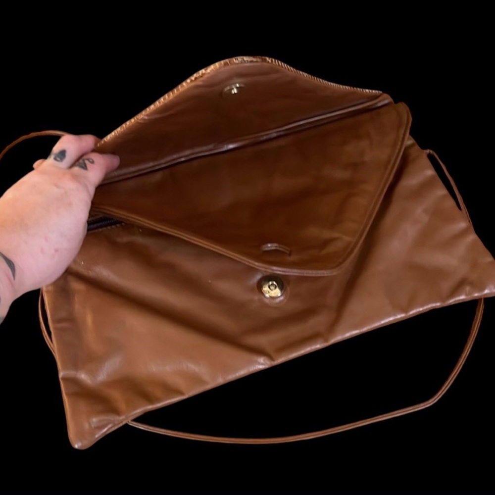 Vintage 1970s Brown Genuine Python Snakeskin & Le… - image 6